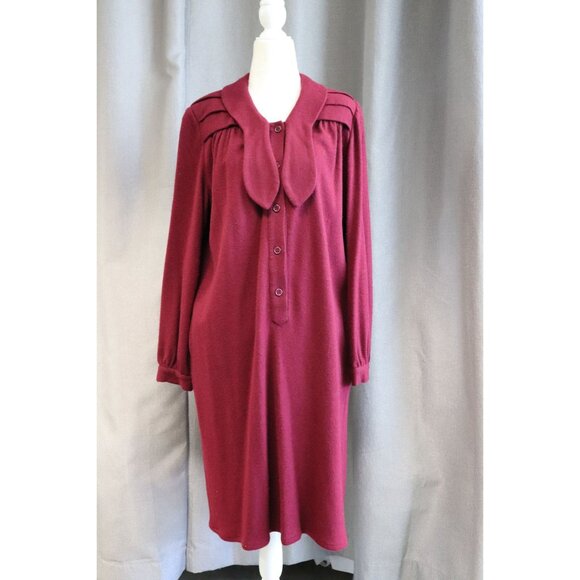 Vtg Deep Red Wool 1960s Valentino Boutique Set Includes Dress, Cape, And Turban - Picture 5 of 10